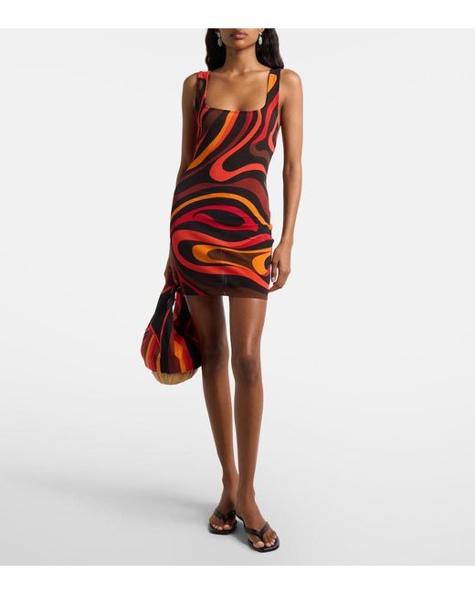 Emilio Pucci Red Marmo Draped Minidress