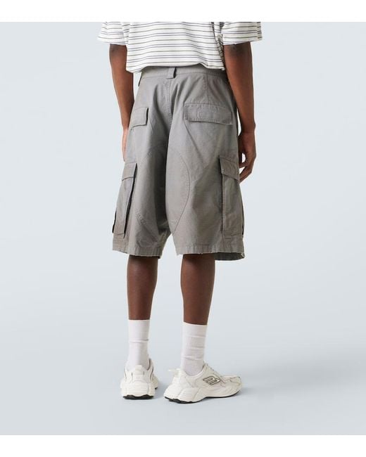 Balenciaga Gray Cotton Cargo Shorts for men