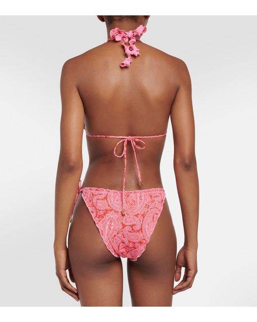Heidi Klein Pink Tangier Reversible Ruffle Triangle Bikini Bottom