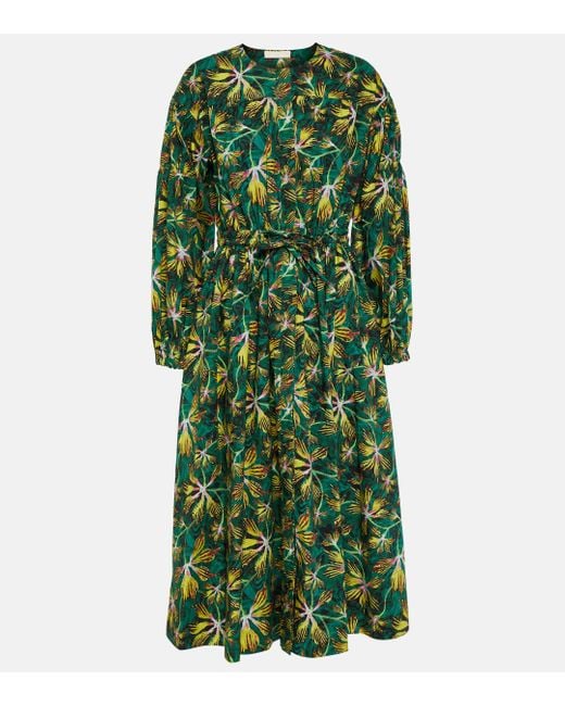 Ulla Johnson Green Adalie Floral Cotton Poplin Midi Dress