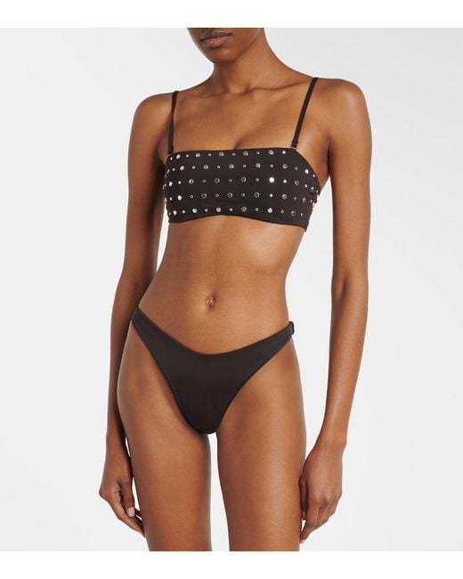 Staud Black Sara Studded Bikini Top