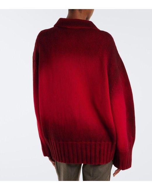 The Attico Red Ombre Oversized Wool And Cashmere Cardigan