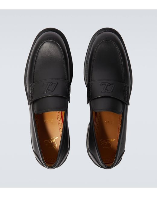 Christian Louboutin Black Monogram Leather Loafers for men