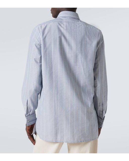 Camisa En Popelin De Algodon A Rayas Maison Margiela de hombre de color Blue