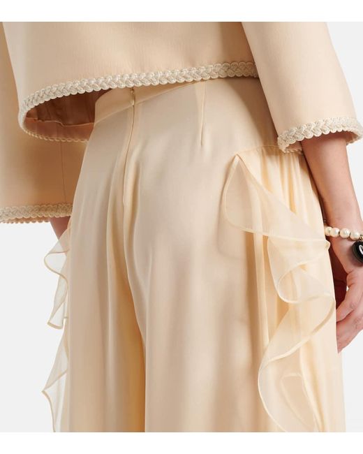 Valentino Natural Silk Georgette Wide-Leg Pants