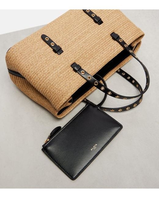Alaïa Natural Mina 25 Medium Woven Tote Bag