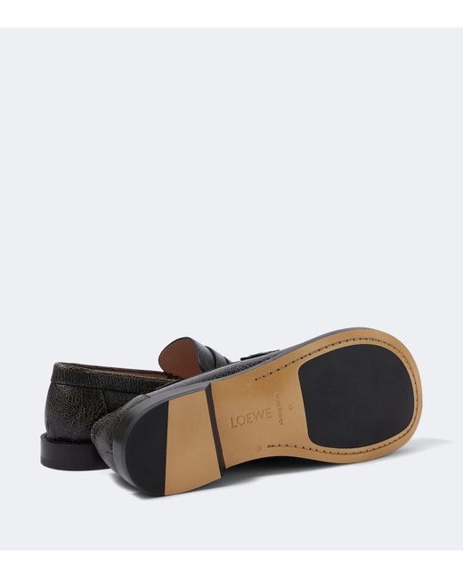 Loewe Black Campo Leather Penny Loafers for men