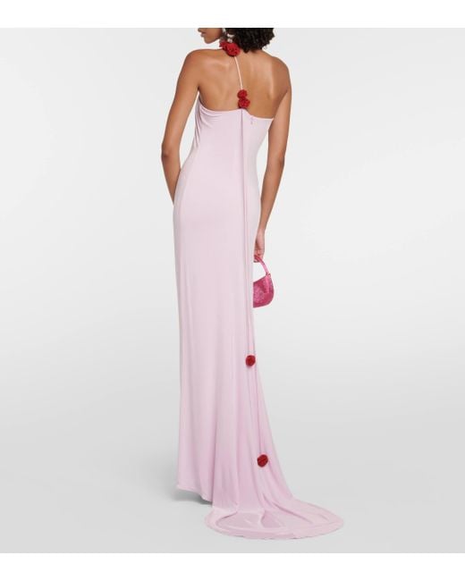 Magda Butrym Pink Floral-applique One-shoulder Gown