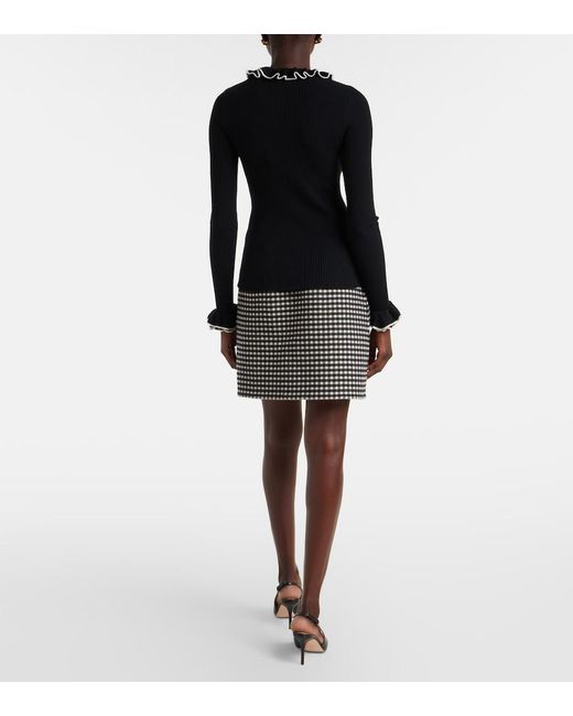 Valentino Black Ruffled Virgin Wool Sweater