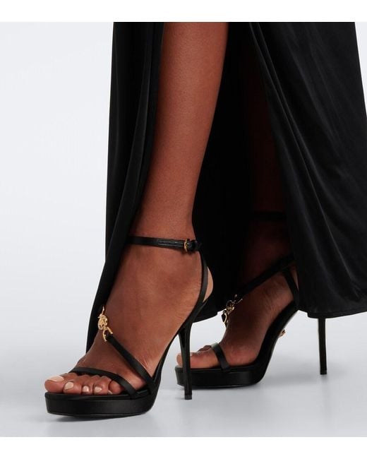 Versace Black Medusa '95 Satin Sandals