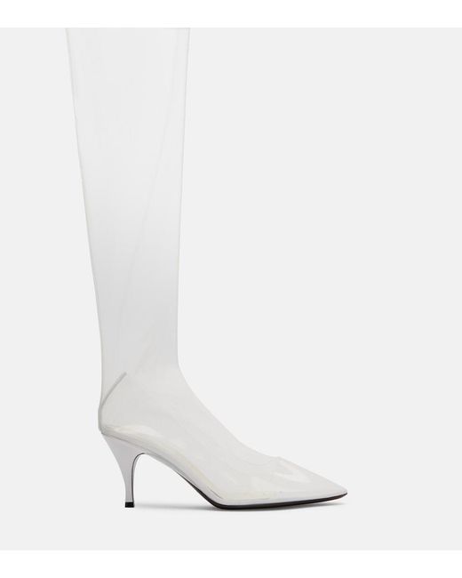 Herbert Levine White Sheer Perfection Mesh Over-The-Knee Boots