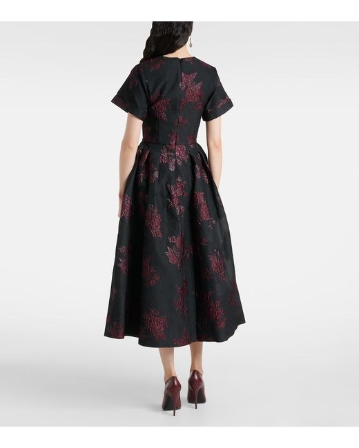 Rebecca Vallance Black Florentina Floral Midi Dress