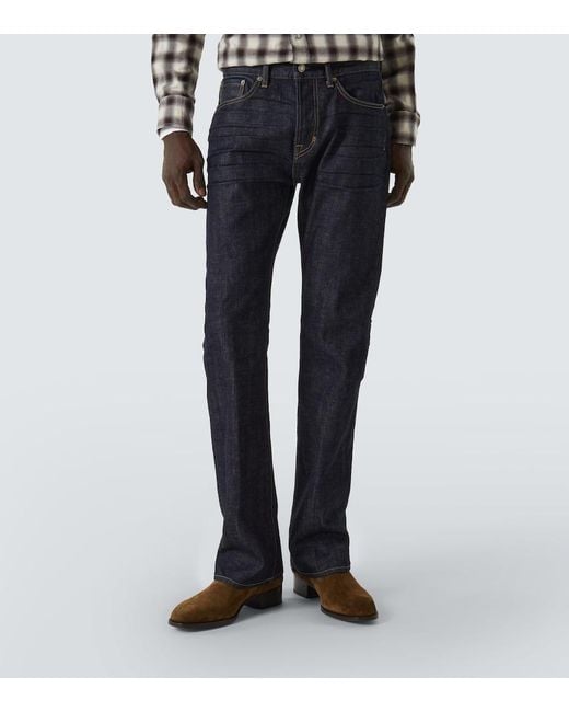 Tom Ford Blue Mid-Rise Bootcut Jeans for men