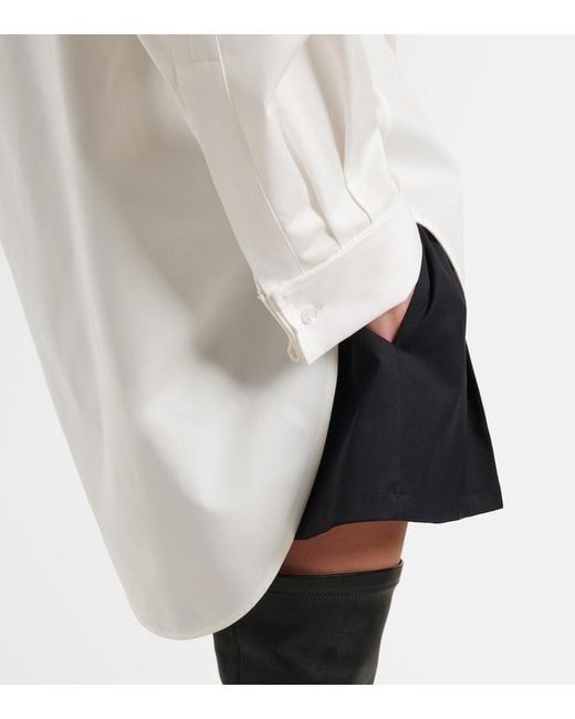 Balenciaga White Asymmetric Cotton And Silk Poplin Shirt