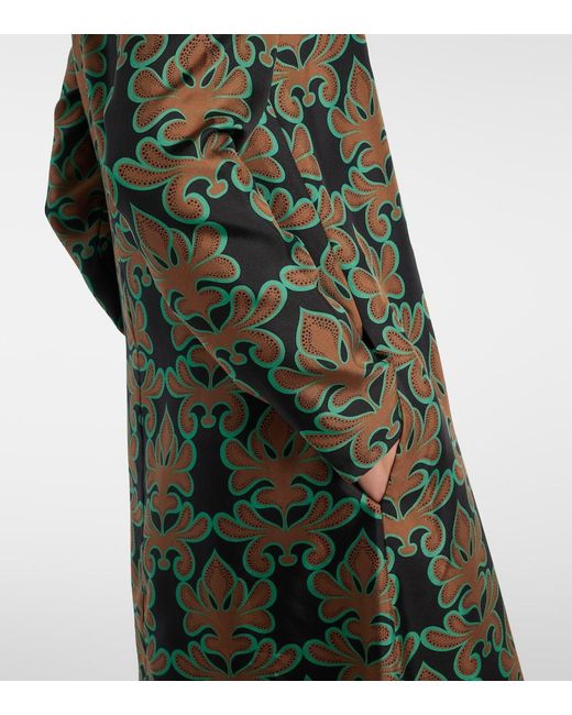 LaDoubleJ Green Swing Printed Silk Twill Midi Dress