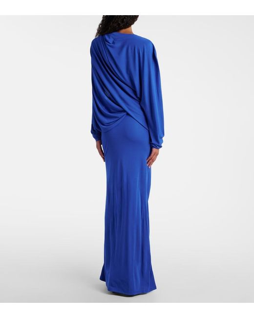 Christopher Esber Blue Encased Nature Draped Jersey Gown