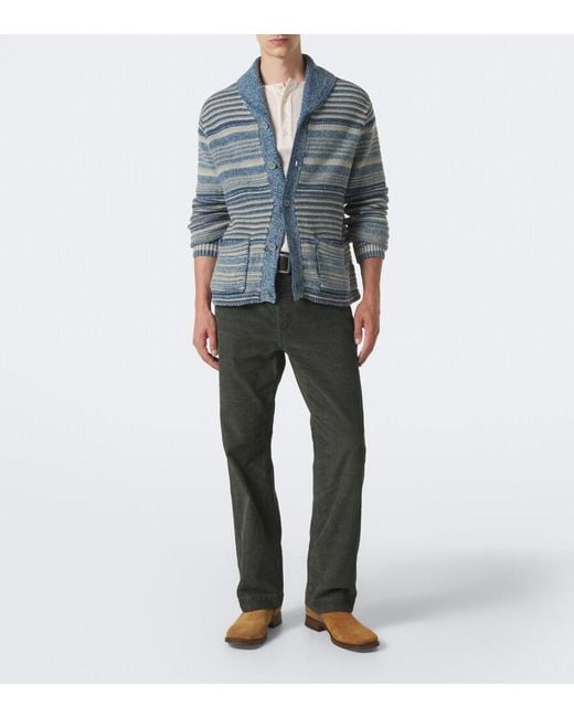 RRL Gray Cotton Corduroy Straight Pants for men