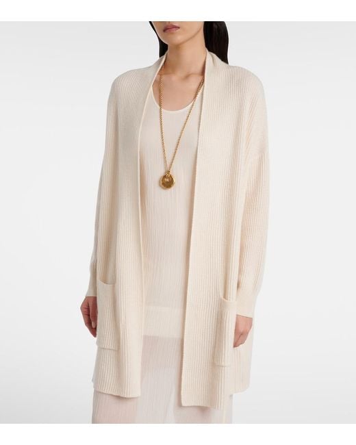 Jardin Des Orangers White Ribbed-Knit Cashmere Cardigan