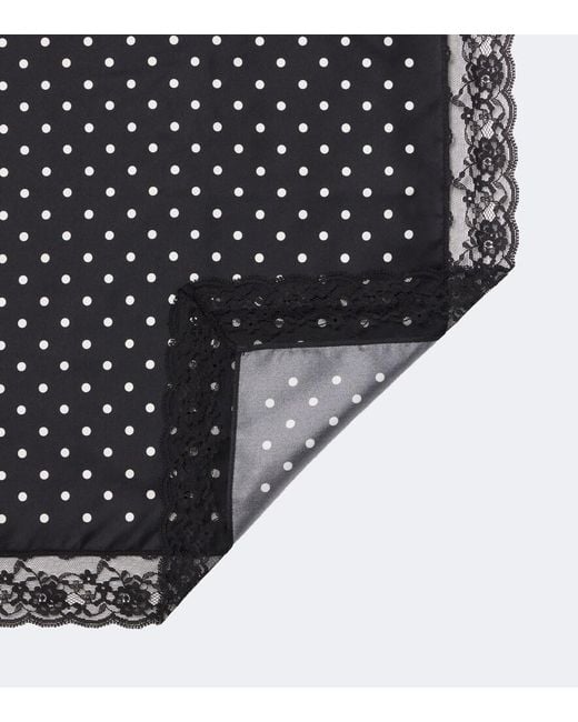 Posse Black Polka-Dot Lace-Trimmed Silk Scarf