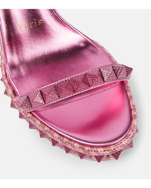 Christian Louboutin Pink Pyra Clou Leather Espadrille Wedges