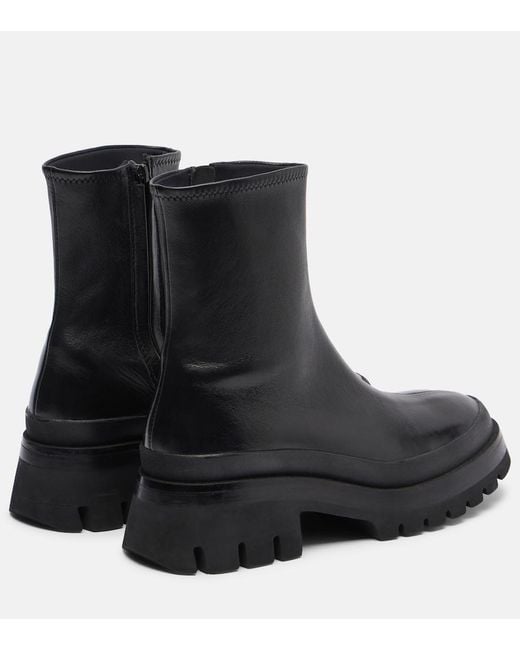 Khaite Black Fallon 35 Leather Ankle Boots