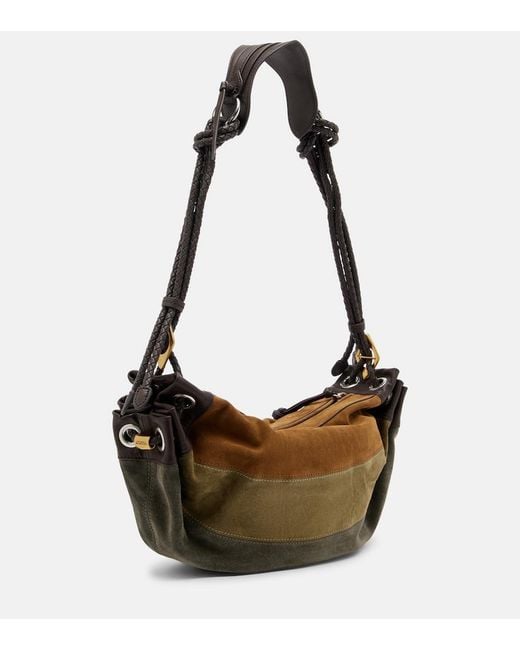 Isabel Marant Metallic Maia Medium Patchwork Suede Shoulder Bag