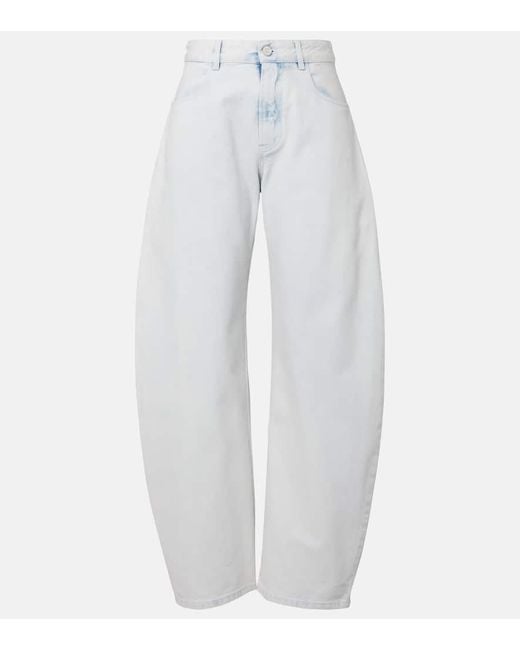 Alaïa White Low-Rise Barrel-Leg Jeans