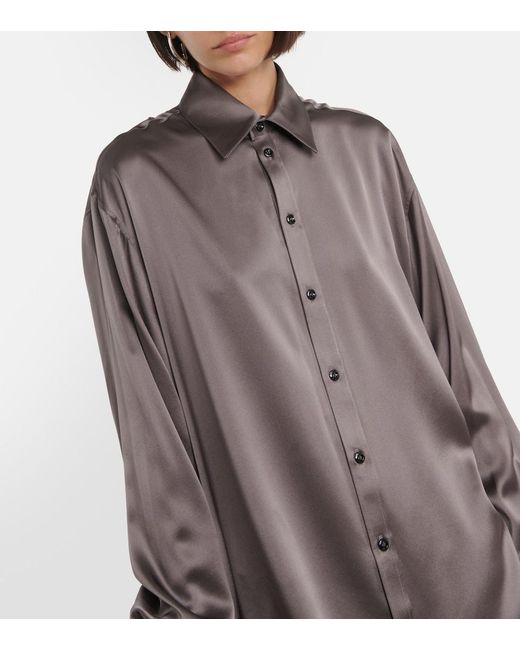 Peter Do Gray Satin Wrap Blouse