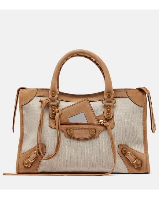 Balenciaga Brown Le City Small Canvas Top-Handle Bag