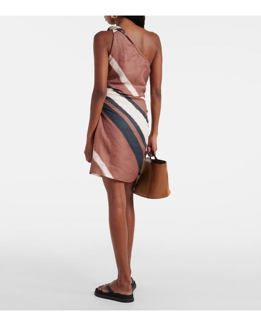 Faithfull The Brand Brown Marga Gathered Linen Minidress