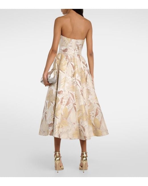 Markarian Natural Floral Metallic Gown