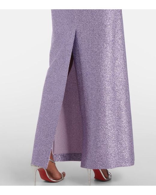Oscar de la Renta Purple Lamé-Effect Column Maxi Dress
