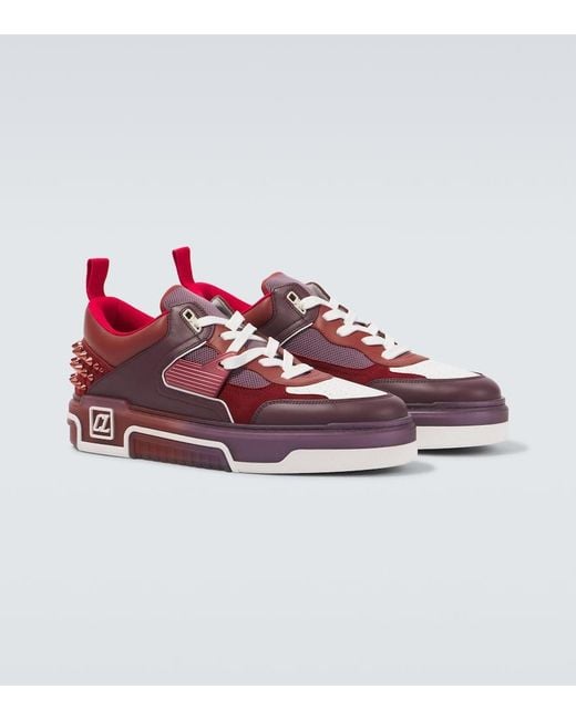 Christian Louboutin Red Astroloubi Leather & Mesh Sneaker for men