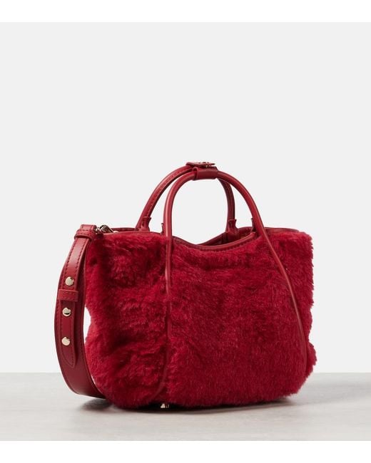 Max Mara Red Marine Small Teddy Tote Bag