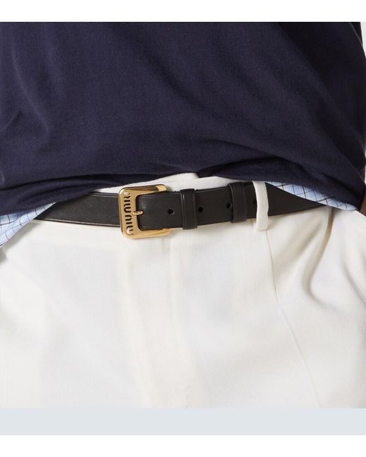 Miu Miu Black Leather Belt for men