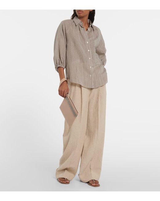 Brunello Cucinelli Metallic Embellished Suede Thong Sandals