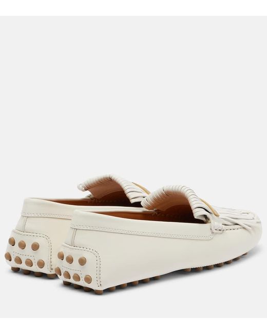 Mocasines Gommino De Piel Con Flecos Tod's de color White