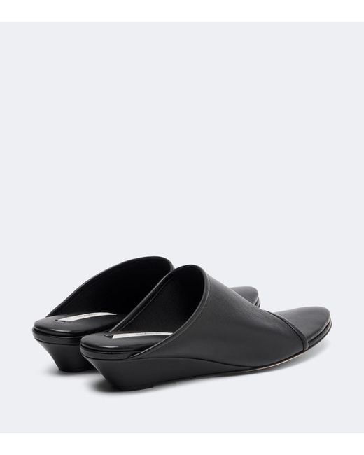 Christen Black Stretch Leather Wedge Mules