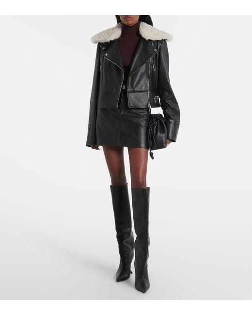 Sportmax Black Patto Leather Miniskirt