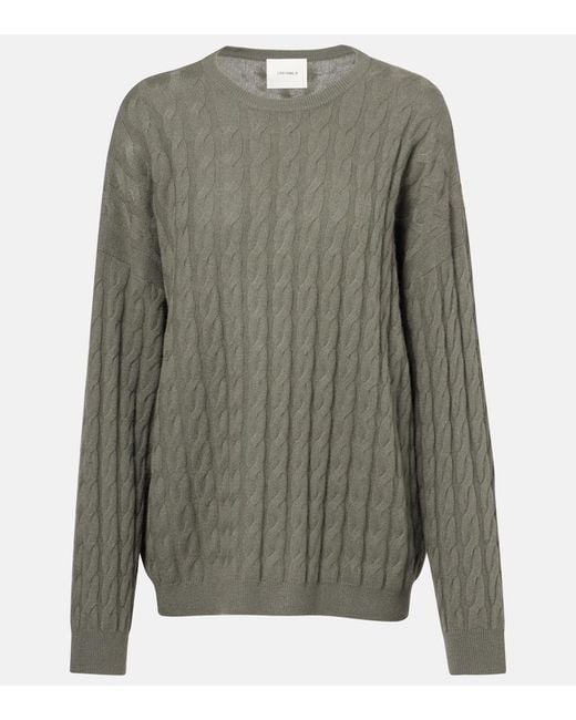 Lisa Yang Gray Cable-Knit Cashmere Sweater