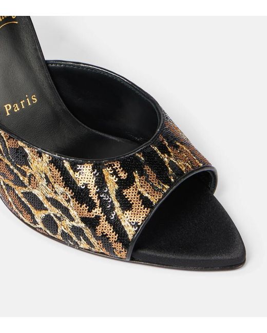 Christian Louboutin Black Miss Z 100 Sequined Satin Mules