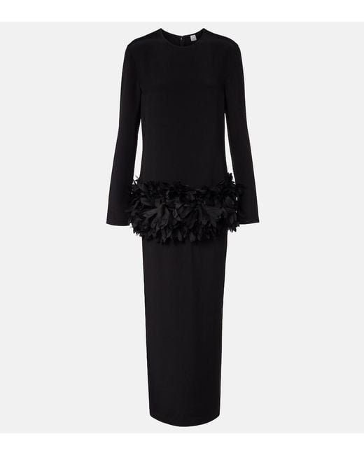 Totême Black Petal Silk-Trimmed Maxi Dress