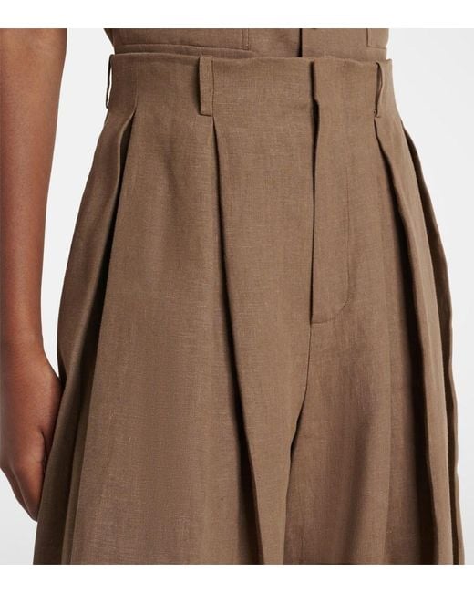 Ralph Lauren Brown Greer Linen, Cashmere, And Silk Wide-Leg Pants