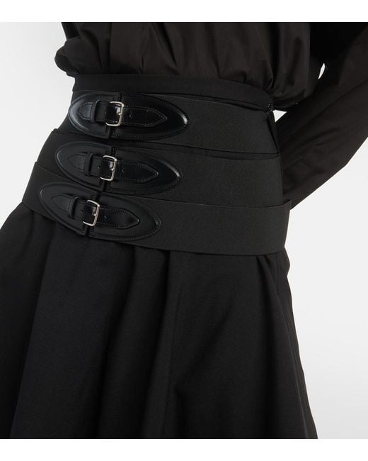 Alaïa Black Belted Wool Miniskirt