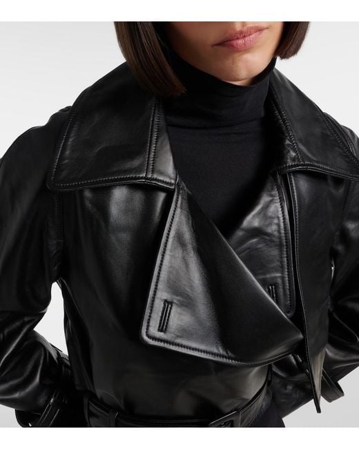Nour Hammour Black Hatti Cropped Leather Jacket