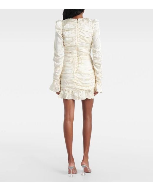 ROTATE BIRGER CHRISTENSEN Natural Bridal Ruched Silk Satin Minidress