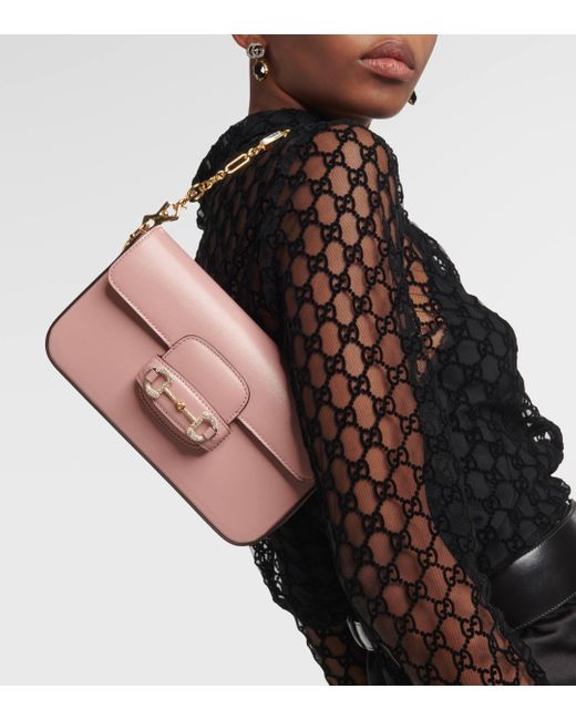 Gucci Pink Horsebit 1955 Mini Leather Shoulder Bag