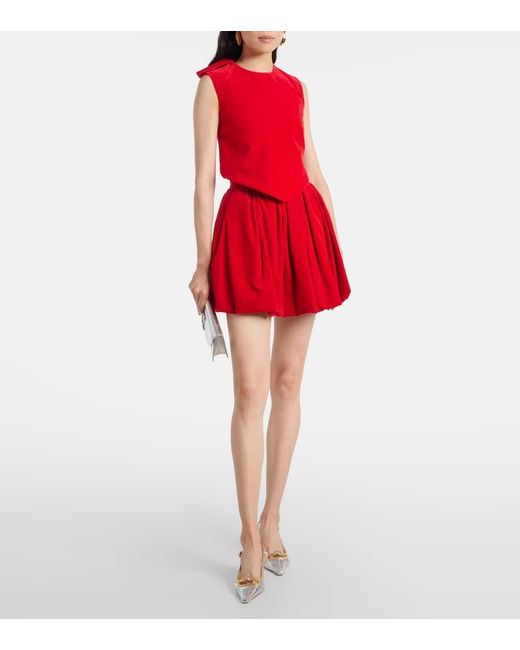 Top Raccourci En Velours De Coton Patou en coloris Red