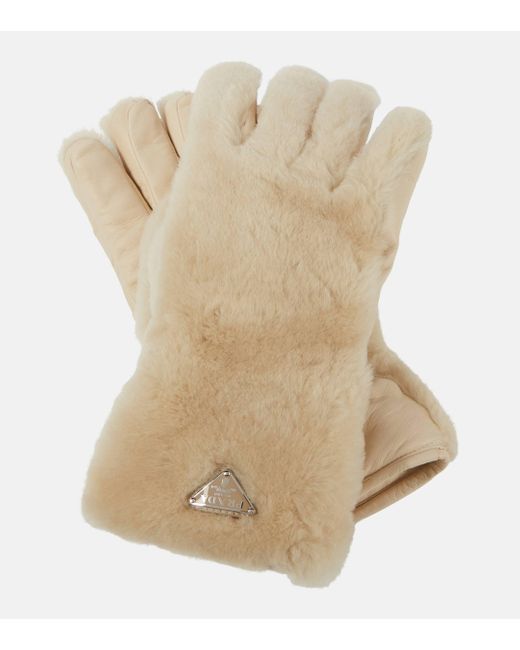 Prada Natural Shearling Gloves