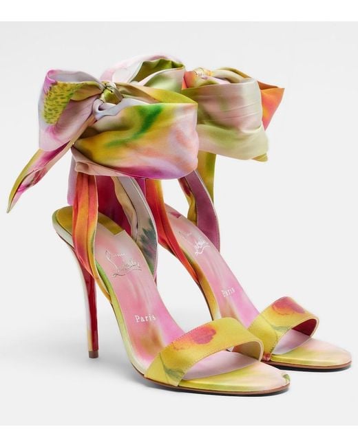 Christian Louboutin Green Miss Z Sandal Du Desert Crepe Satin Sandals